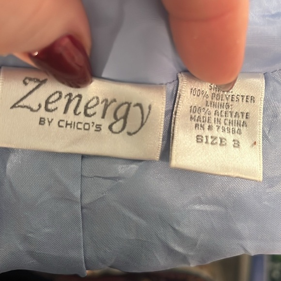 Chico’s Zenergy Windbreaker Light Blue Rounded Collar Pockets Chicos 3 XL - Picture 8 of 9
